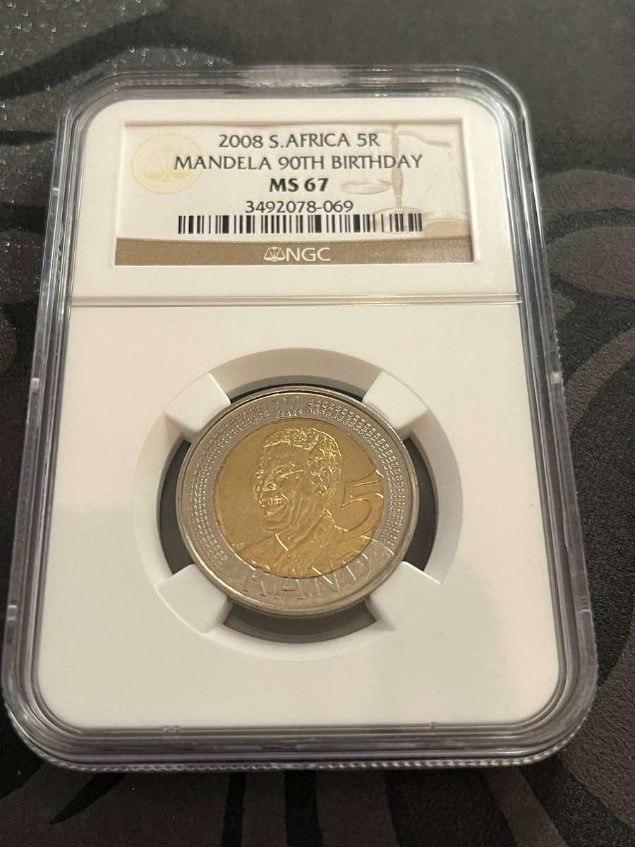 2008 South Africa 5 Rand  Mandela 90th Birthday (NGC MS67)