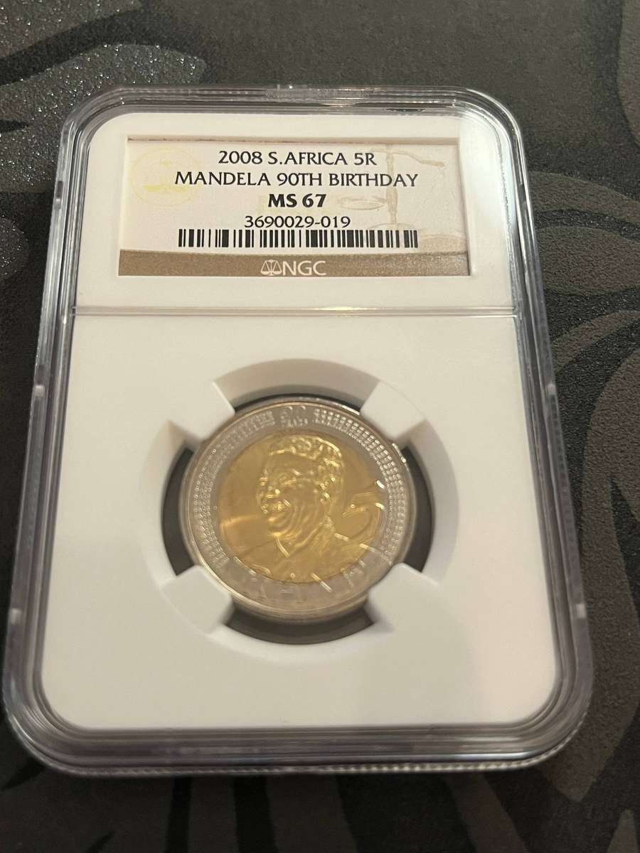 2008 South Africa 5 Rand  Mandela 90th Birthday (NGC MS67)