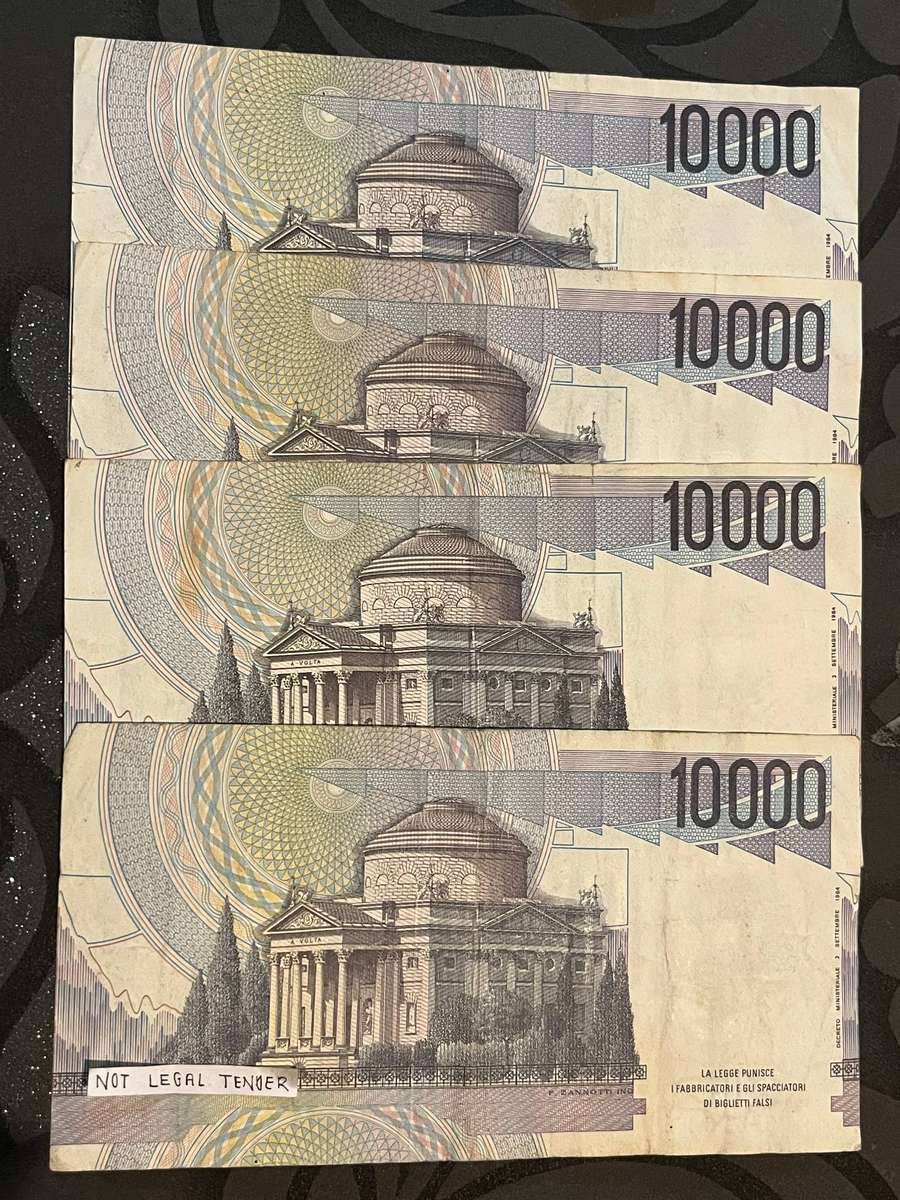  Italy 10,000 Lire Banknote Set  Alessandro Volta Series  Banca dItalia