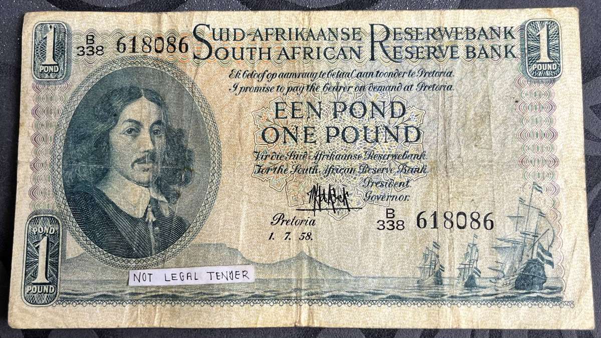 1 Pound Banknote 1958 - MH De Kock