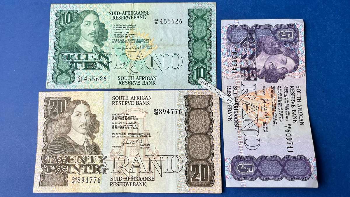 Governor G.P.C. de Kock  20 Rand, 10 Rand & 5 Rand Banknote Set