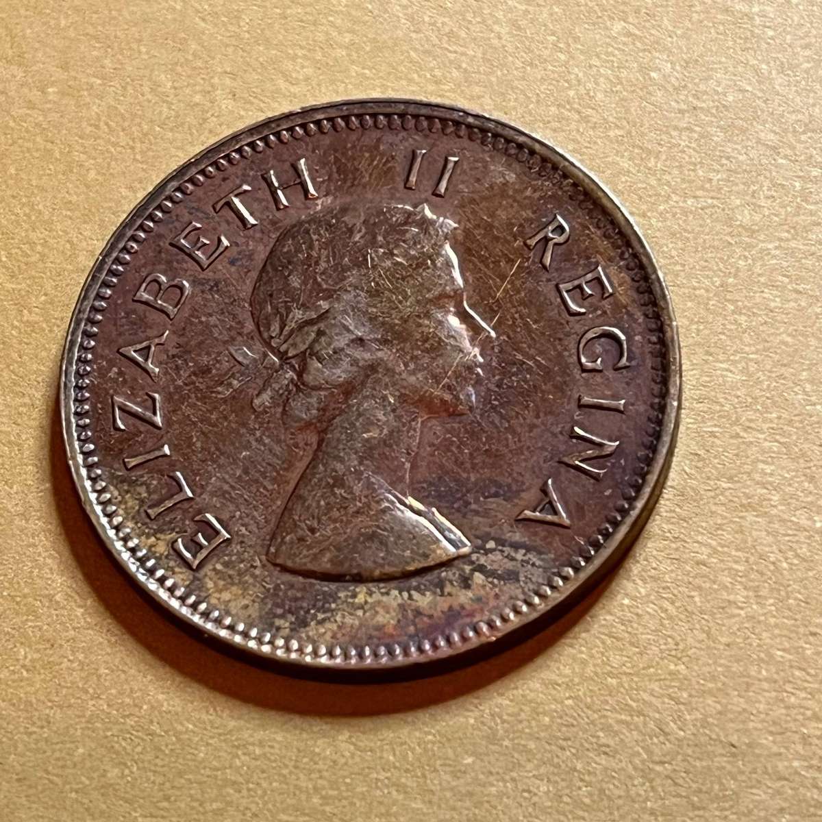 1956 South Africa Half Penny  Queen Elizabeth II 