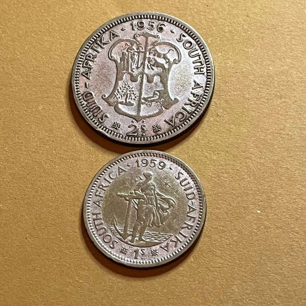 1956 & 1959 South Africa Silver Pair  Elizabeth II Pre-Decimal Set