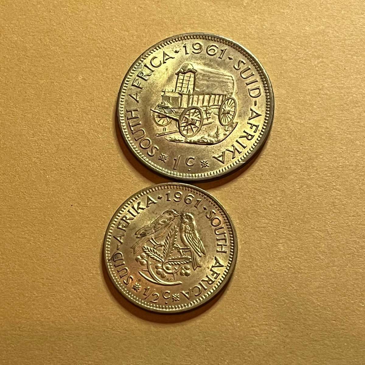 1961 South Africa 1c + ½c Set  First Year of Decimal Coinage 