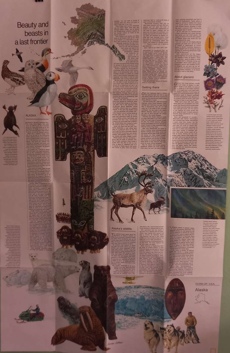 1975 Folded Map of ALASKA Published By National Geographic 89cmx70cm