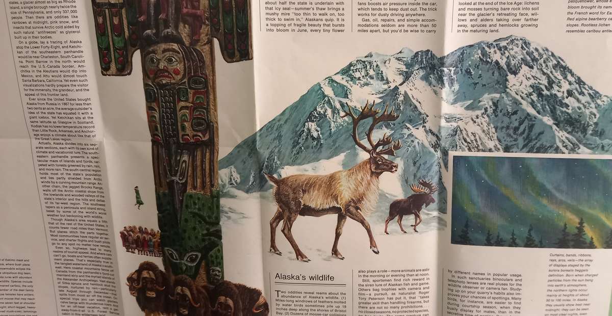 1975 Folded Map of ALASKA Published By National Geographic 89cmx70cm