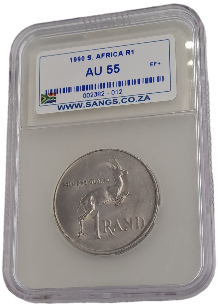 1990 South Africa 1 Rand Pieter W. Botha -SANGS Graded AU55