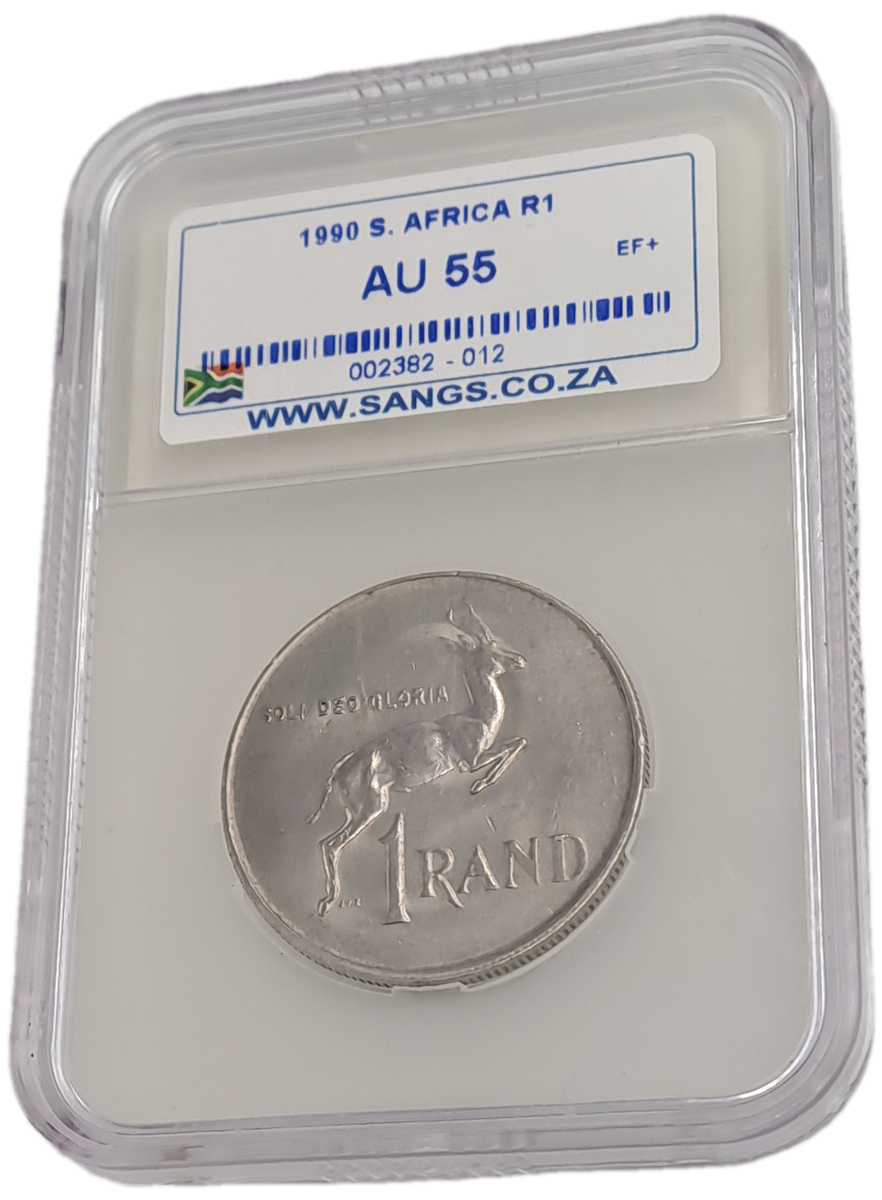 1990 South Africa 1 Rand Pieter W. Botha -SANGS Graded AU55