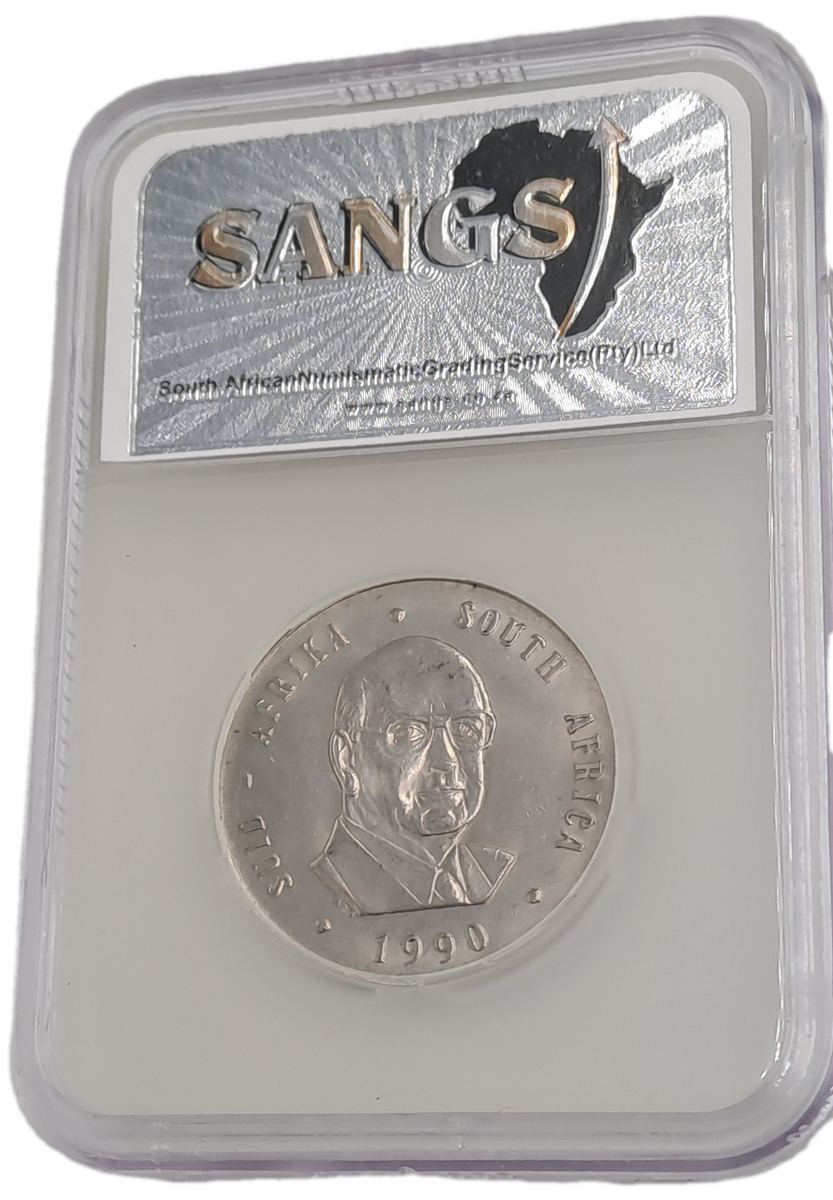 1990 South Africa 1 Rand Pieter W. Botha -SANGS Graded AU55