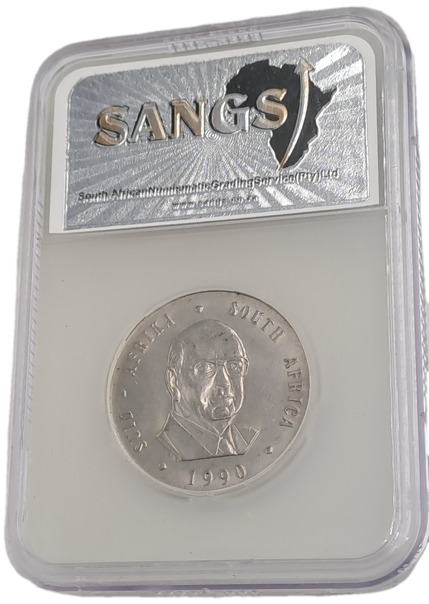 1990 South Africa 1 Rand Pieter W. Botha -SANGS Graded AU55