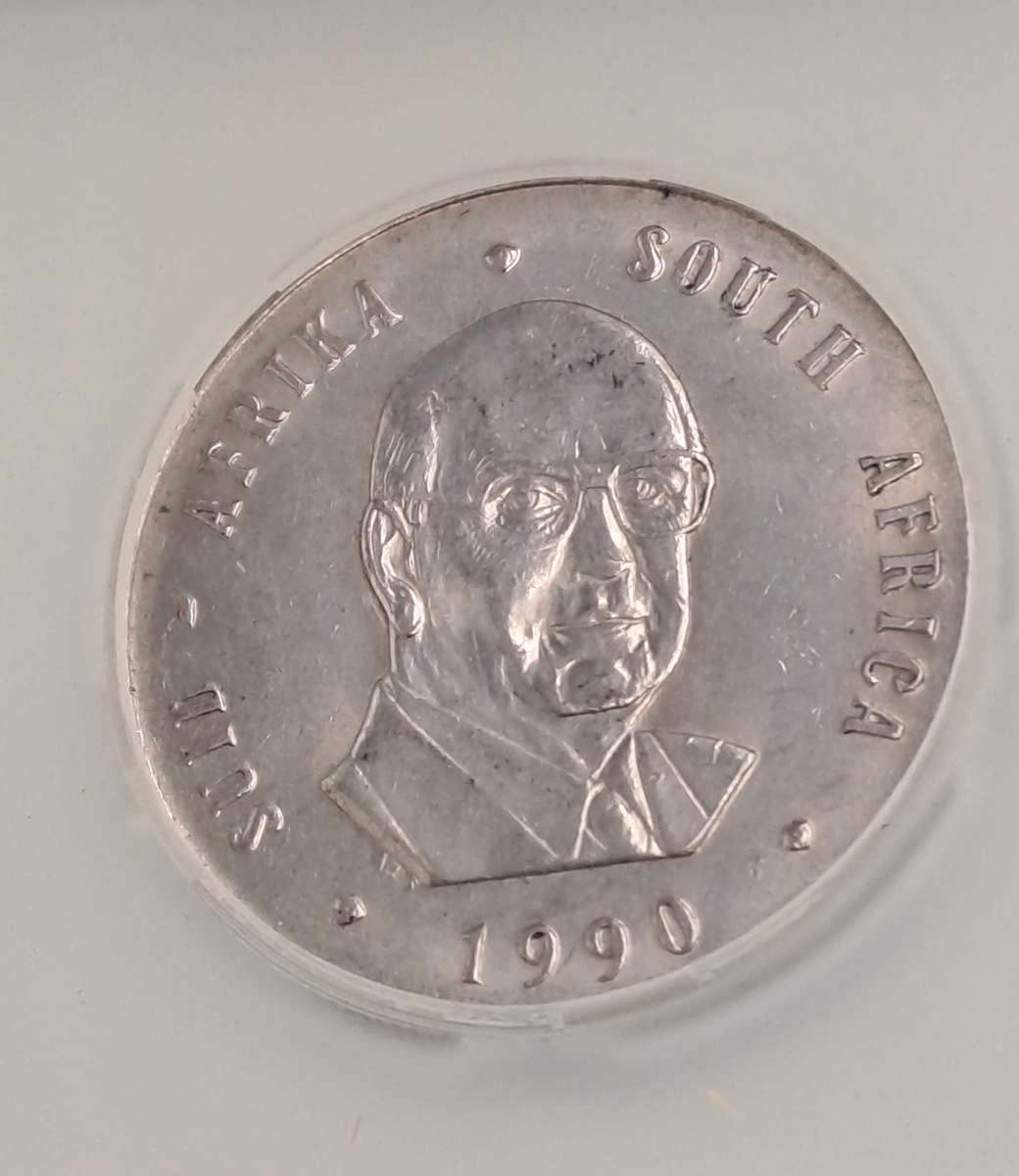 1990 South Africa 1 Rand Pieter W. Botha -SANGS Graded AU55