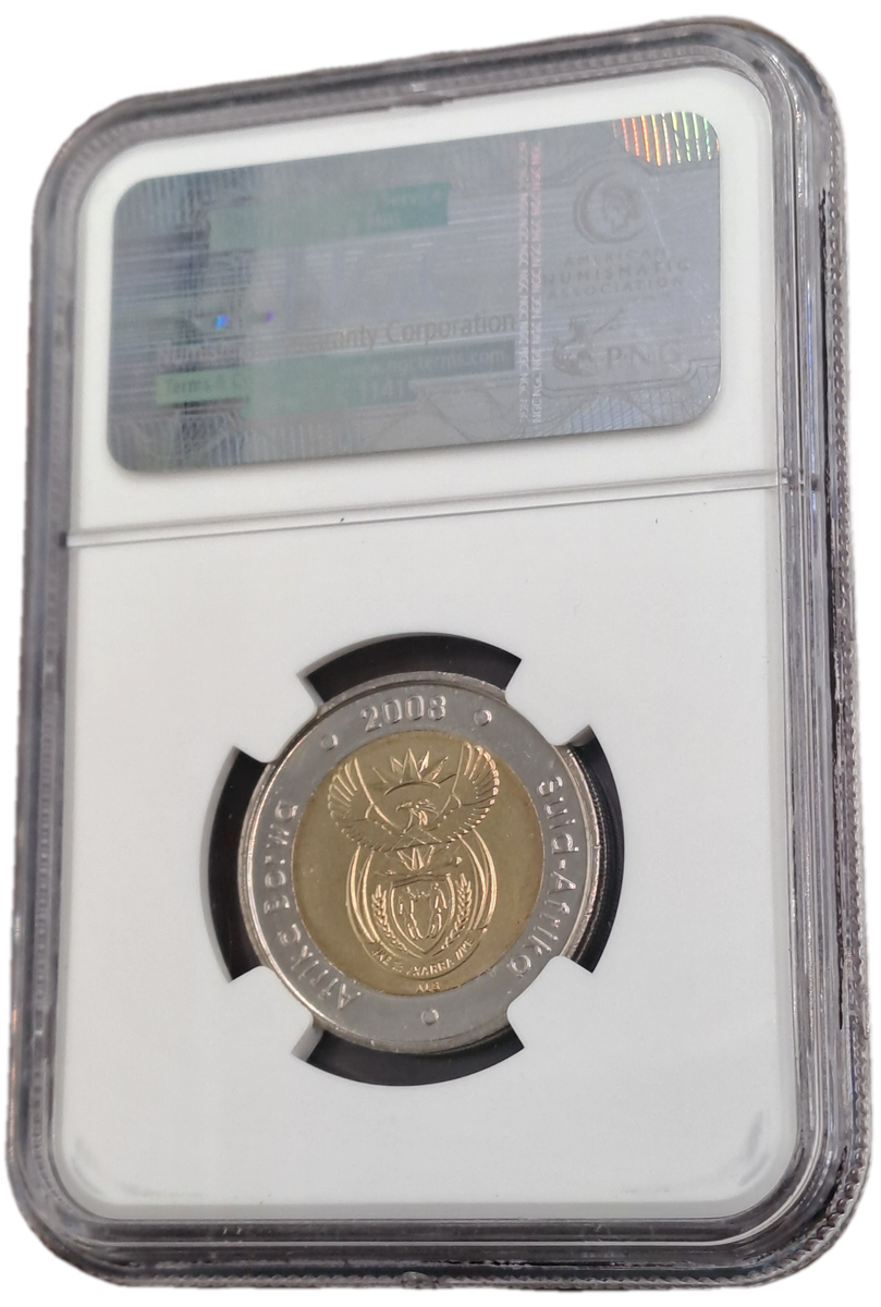 2008 South Africa R5 Mandela 90th Birthday NGC Graded MS 65