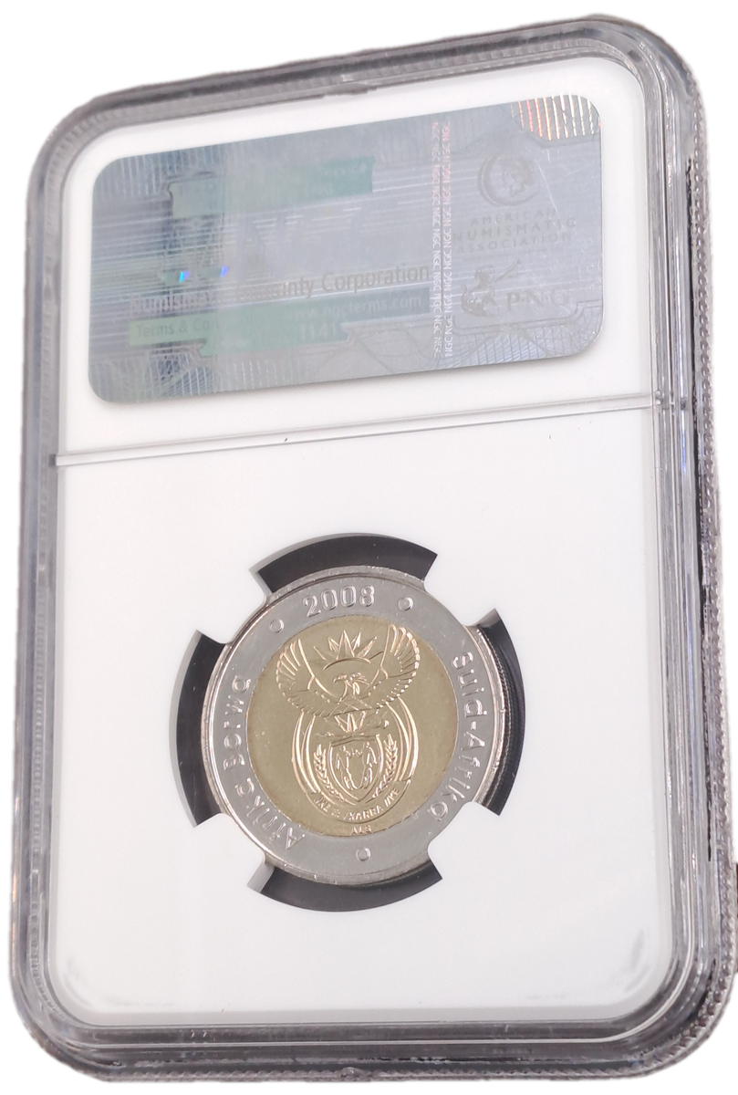 2008 South Africa R5 Mandela 90th Birthday NGC Graded MS 65