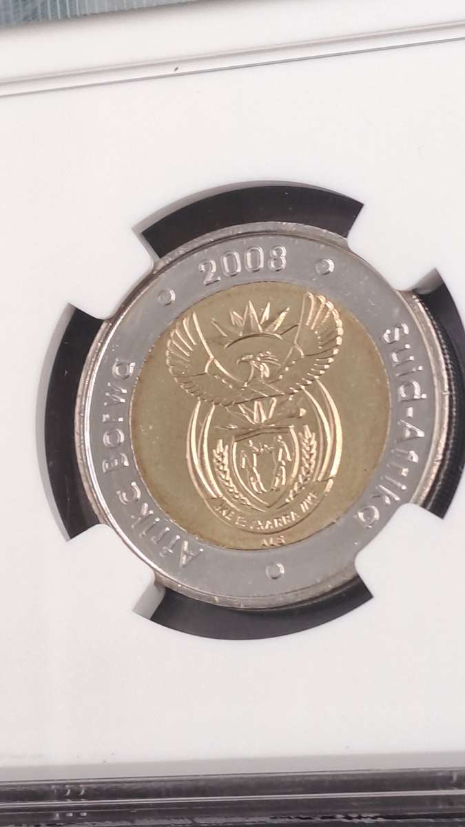 2008 South Africa R5 Mandela 90th Birthday NGC Graded MS 65