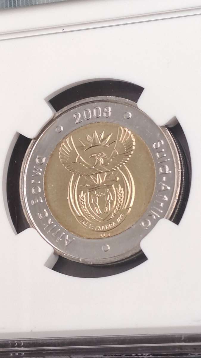 2008 South Africa R5 Mandela 90th Birthday NGC Graded MS 65