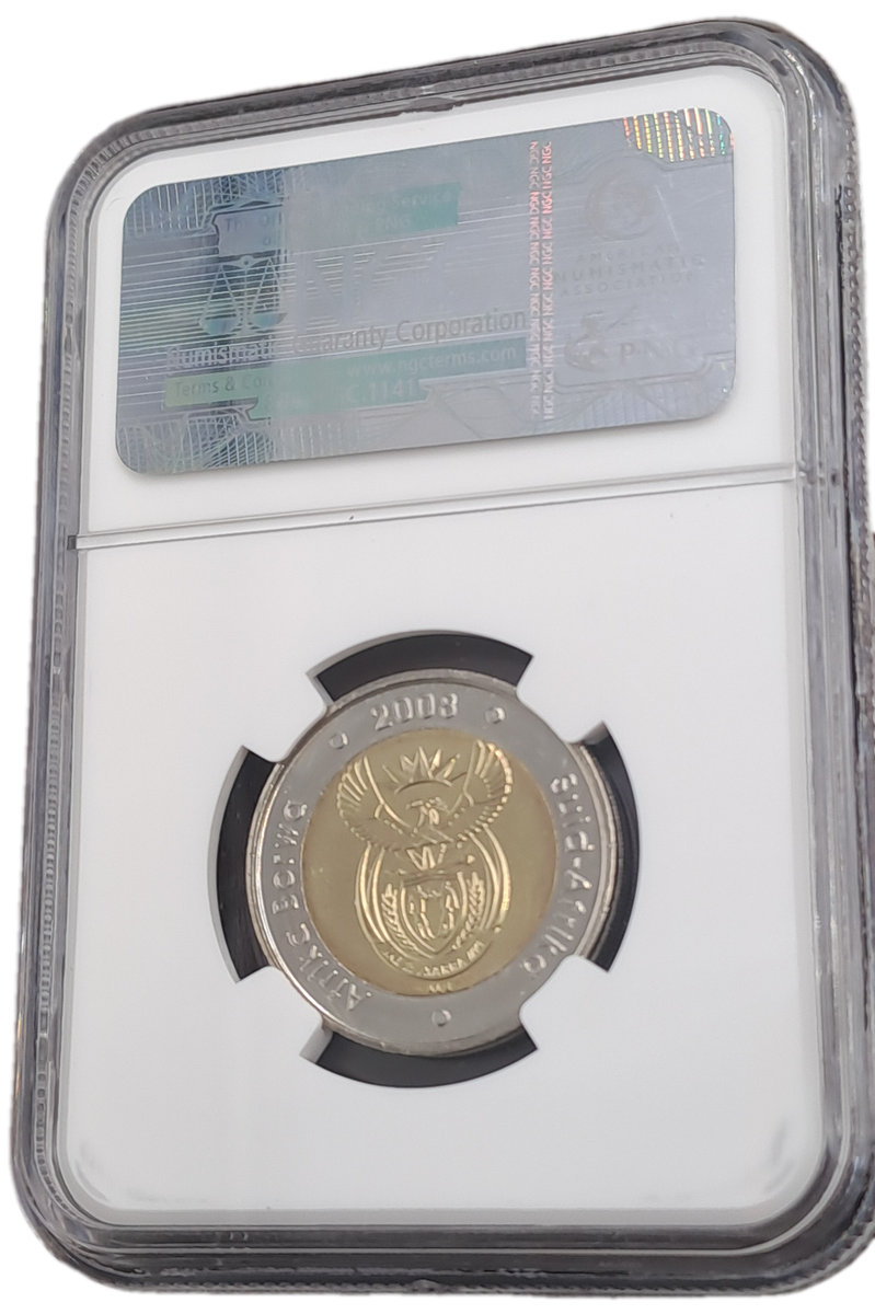 2008 South Africa R5 Mandela 90th Birthday NGC Graded MS 65