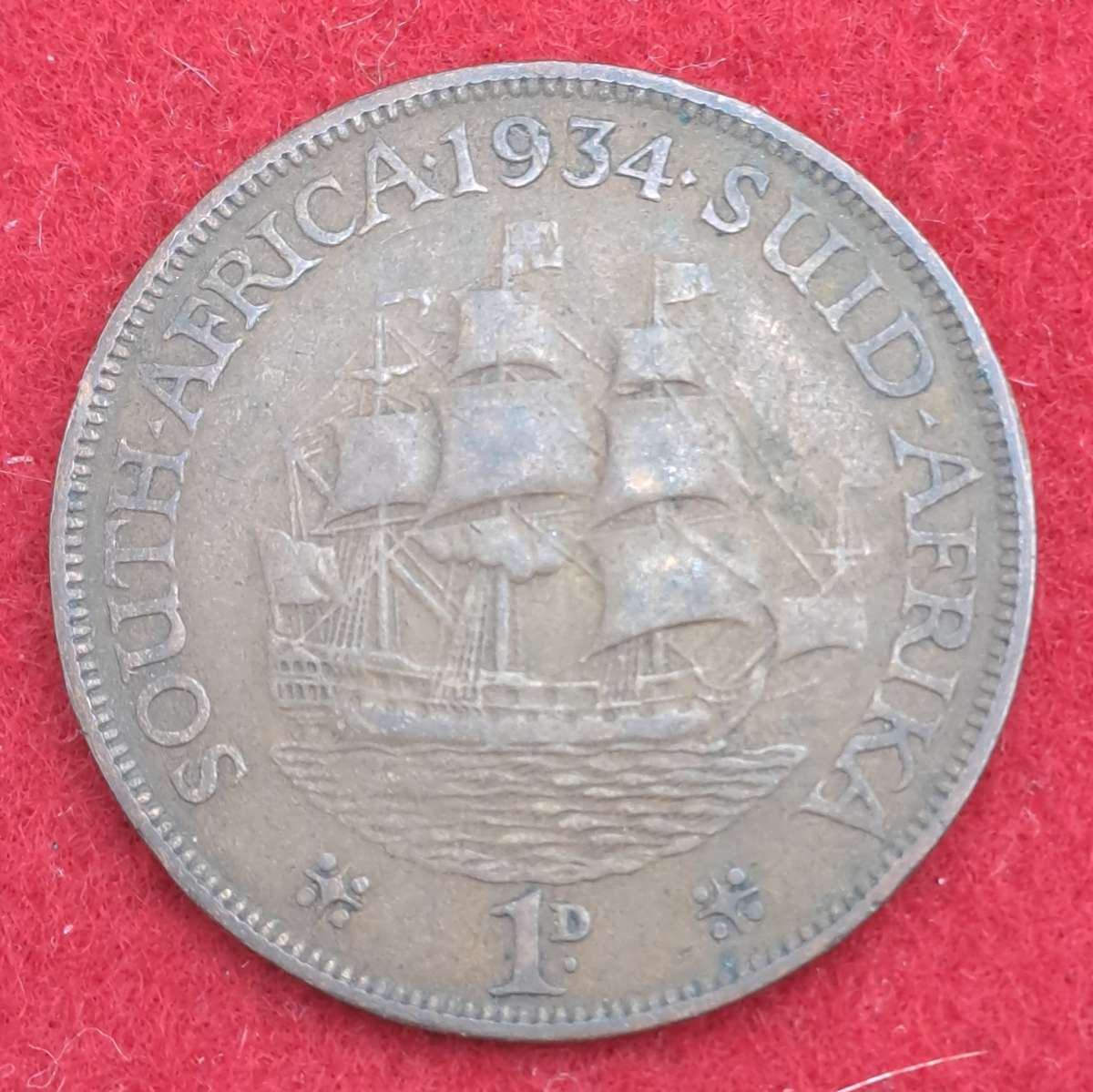 1934 South Africa 1 Penny George V 1D 1934