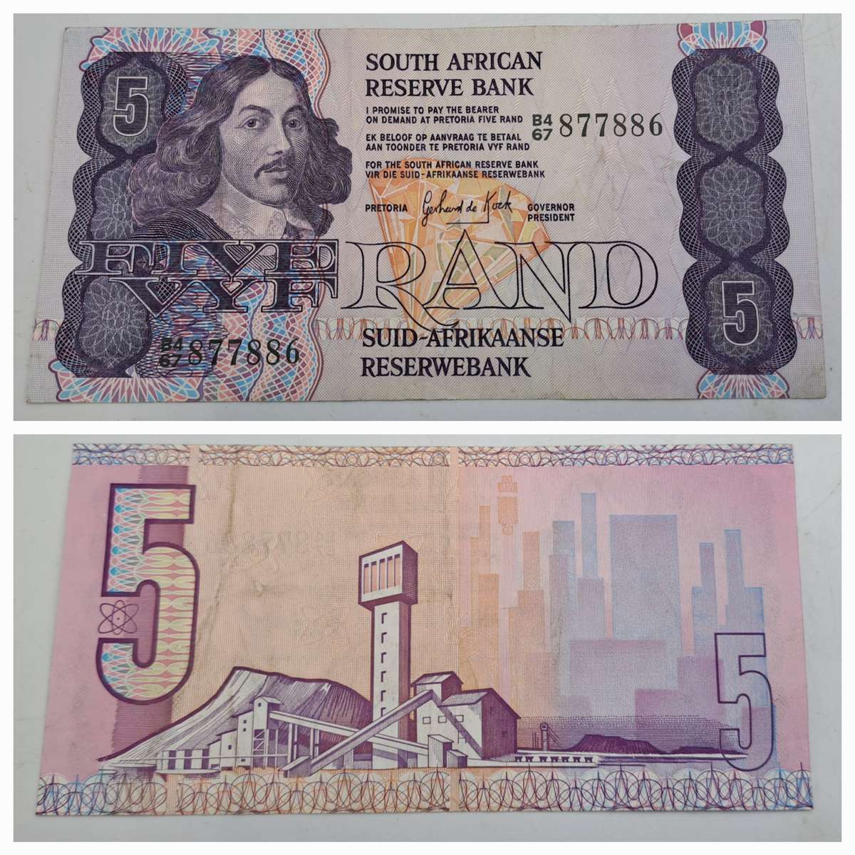 1984 South Africa 5 Rand Bank Note -GPC de Kock 2nd Issue Excellent condition