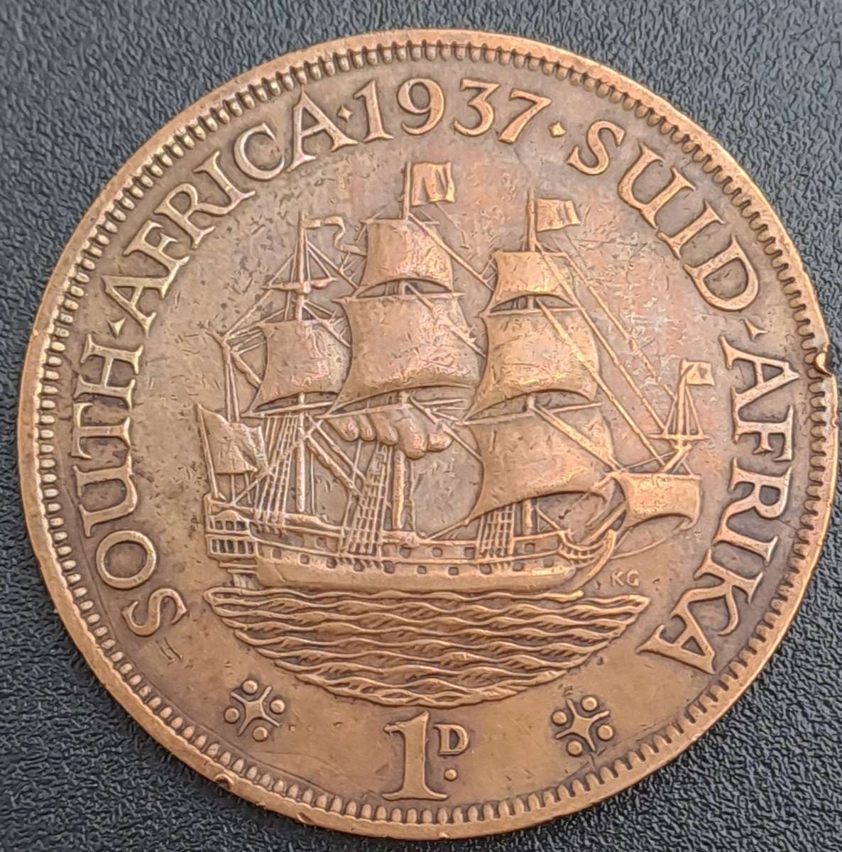 1937 South Africa  1 Penny - George VI Rex Imperator