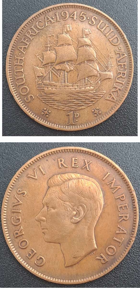 1945  South Africa  1 Penny - George VI Rex Imperator