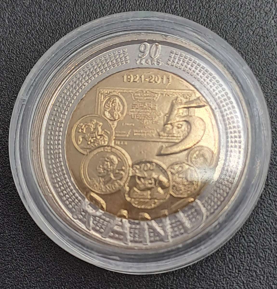 2011 South Africa R5 -90th Anniversary of the Reserve Bank-Uncirculated in Capsule