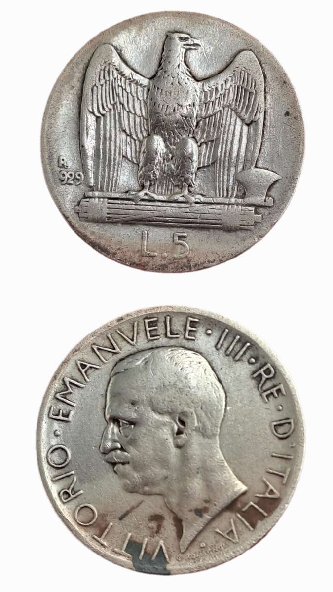 1929 ITALY 5 Lire (.835 SILVER ) - Victor Emmanuel III