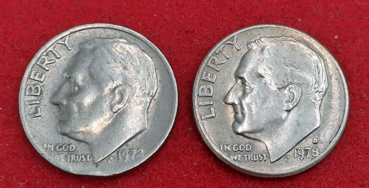 1972 and 1978(D) United States 1 Dime  Coins Roosevelt Dime (bid is for Both)