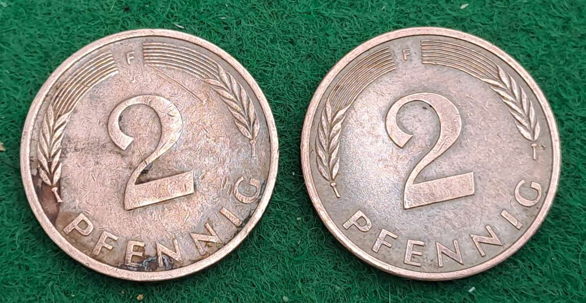 1976 and 1977 Germany 2 Pfennigs coins