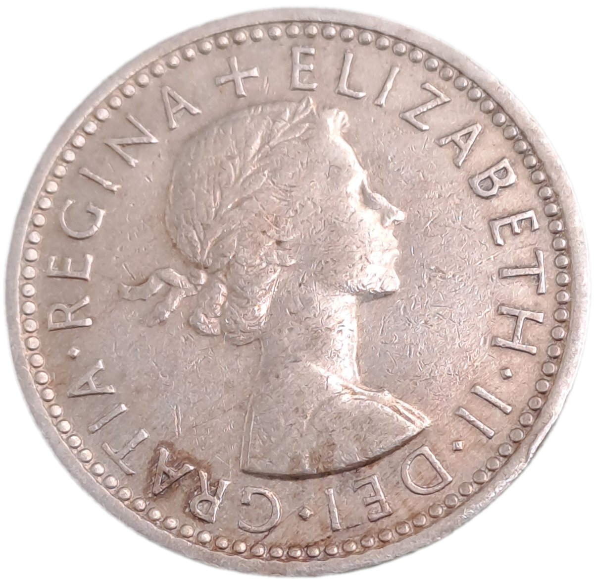 1959 United Kingdom 6 Pence - Elizabeth II 1st portrait, without 'BRITT:OMN'