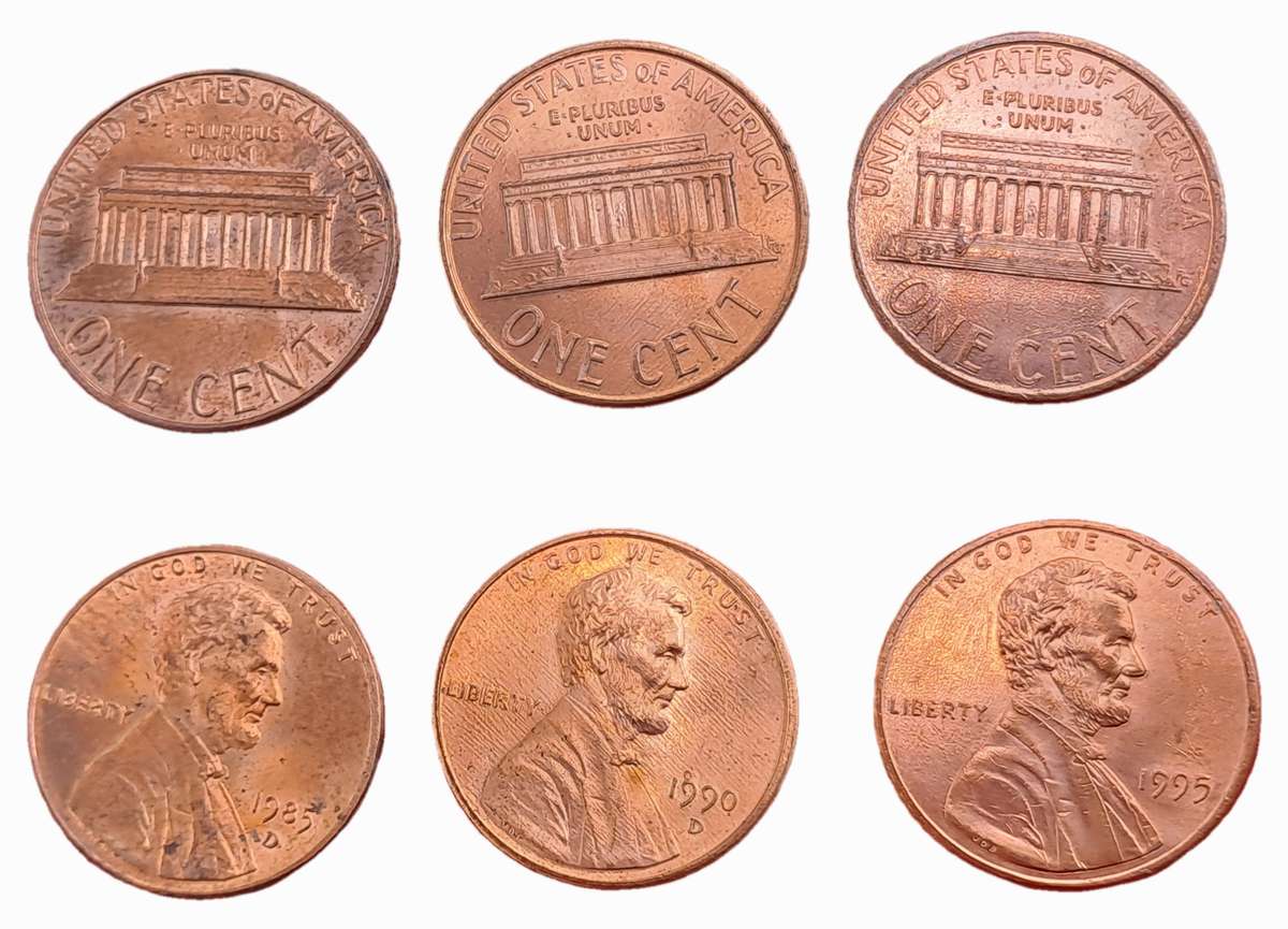 1985(D) ,1990(D) and 1995 United States 1 Cent Coins "Lincoln Memorial Cent" (bid is for all 3)