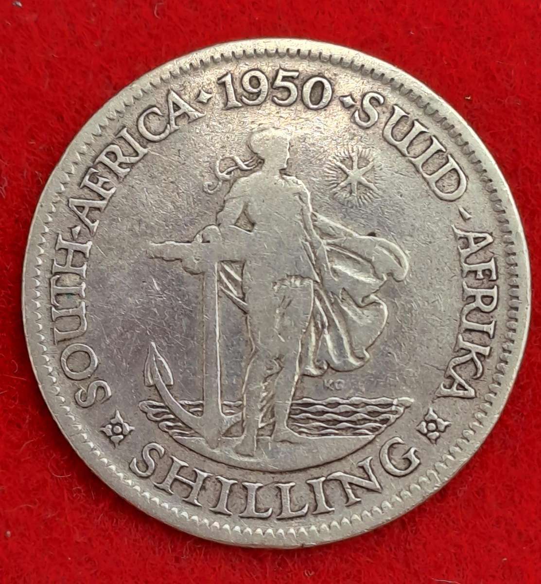 1950 South Africa  SILVER 1 Shilling - George VI Sextus Rex, Shilling -Circulated