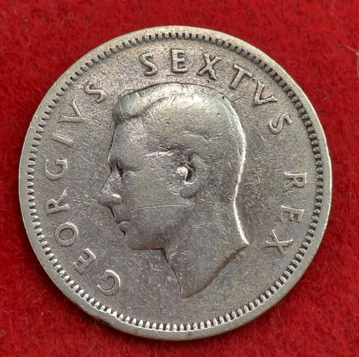 1950 South Africa  SILVER 1 Shilling - George VI Sextus Rex, Shilling -Circulated