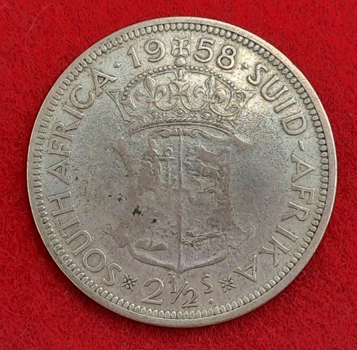 1958 South Africa  SILVER 2½ Shillings - Elizabeth II 1st portrait -Circulated