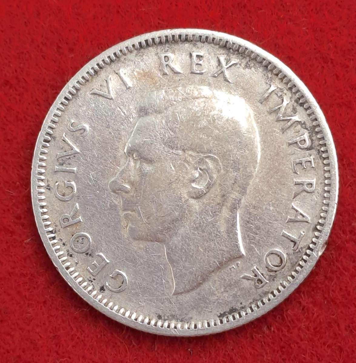 1945 South Africa  SILVER 1 Shilling - George VI Rex Imperator-Circulated (Low Mintage)