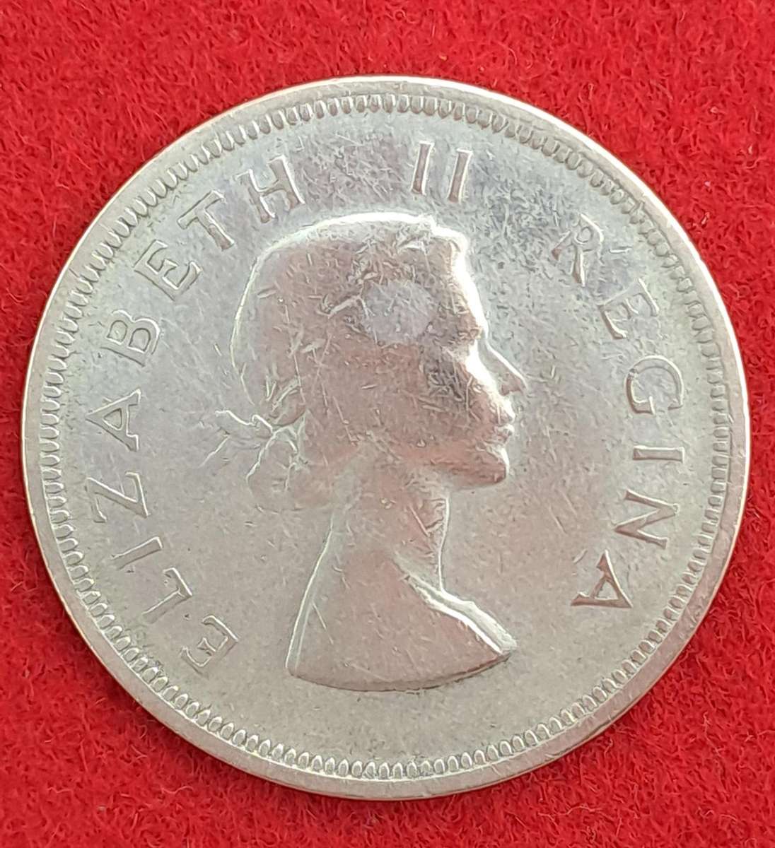 1957 South Africa  SILVER 2½ Shillings - Elizabeth II 1st portrait -Circulated