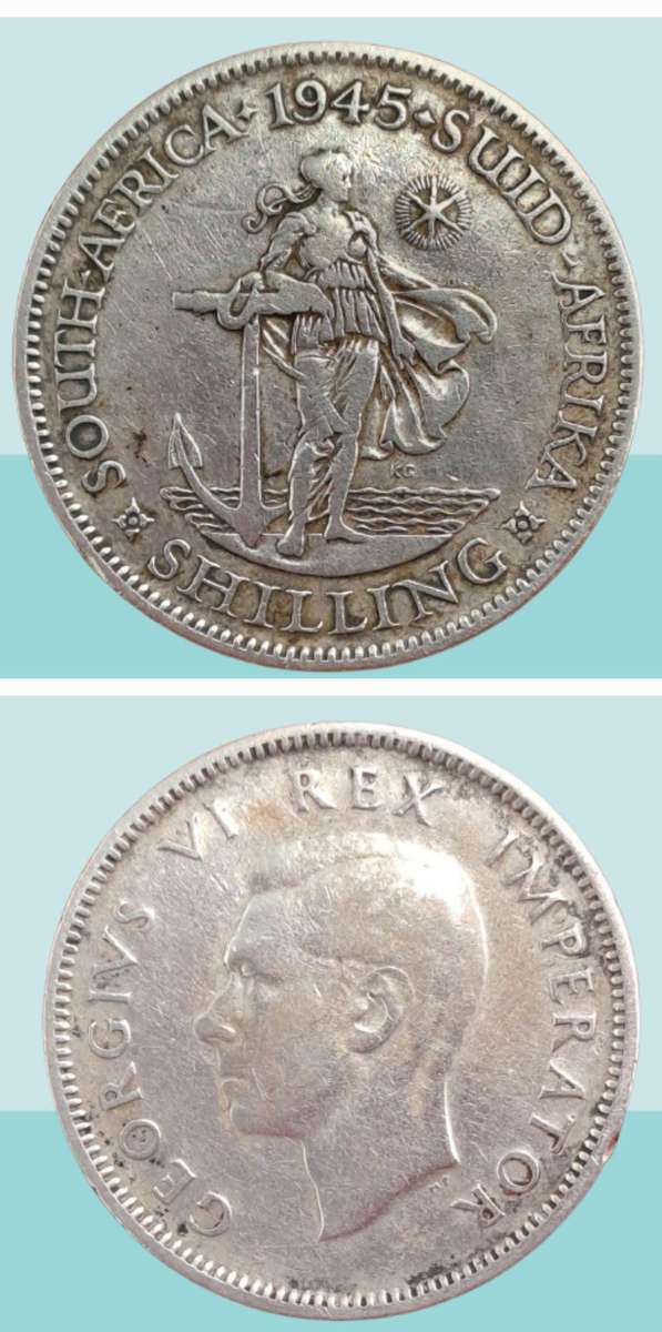 1945 South Africa  SILVER 1 Shilling - George VI Rex Imperator-Circulated (Low Mintage)