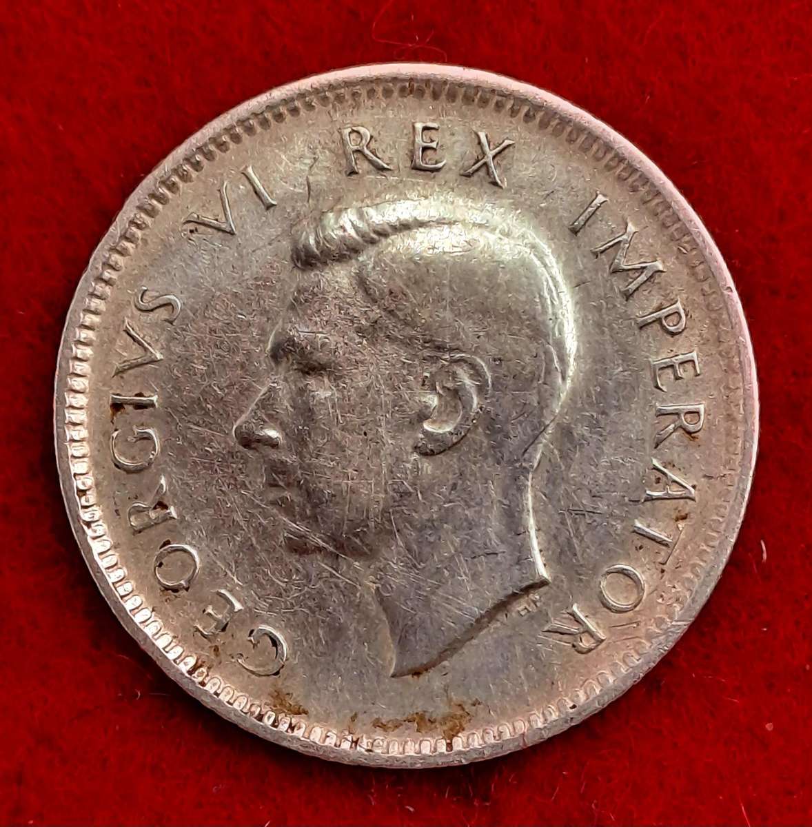 1942 South Africa  SILVER 6 Pence - George VI Rex Imperator