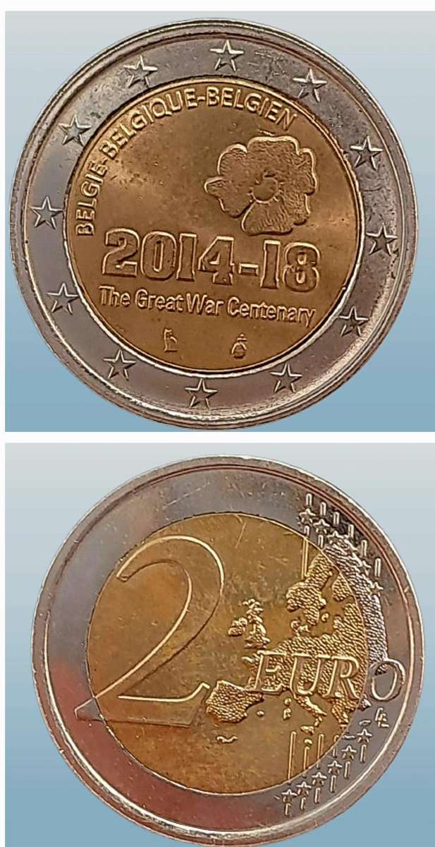 2014 Belgium 2 Euros  coin- Philippe WW I Anniversary