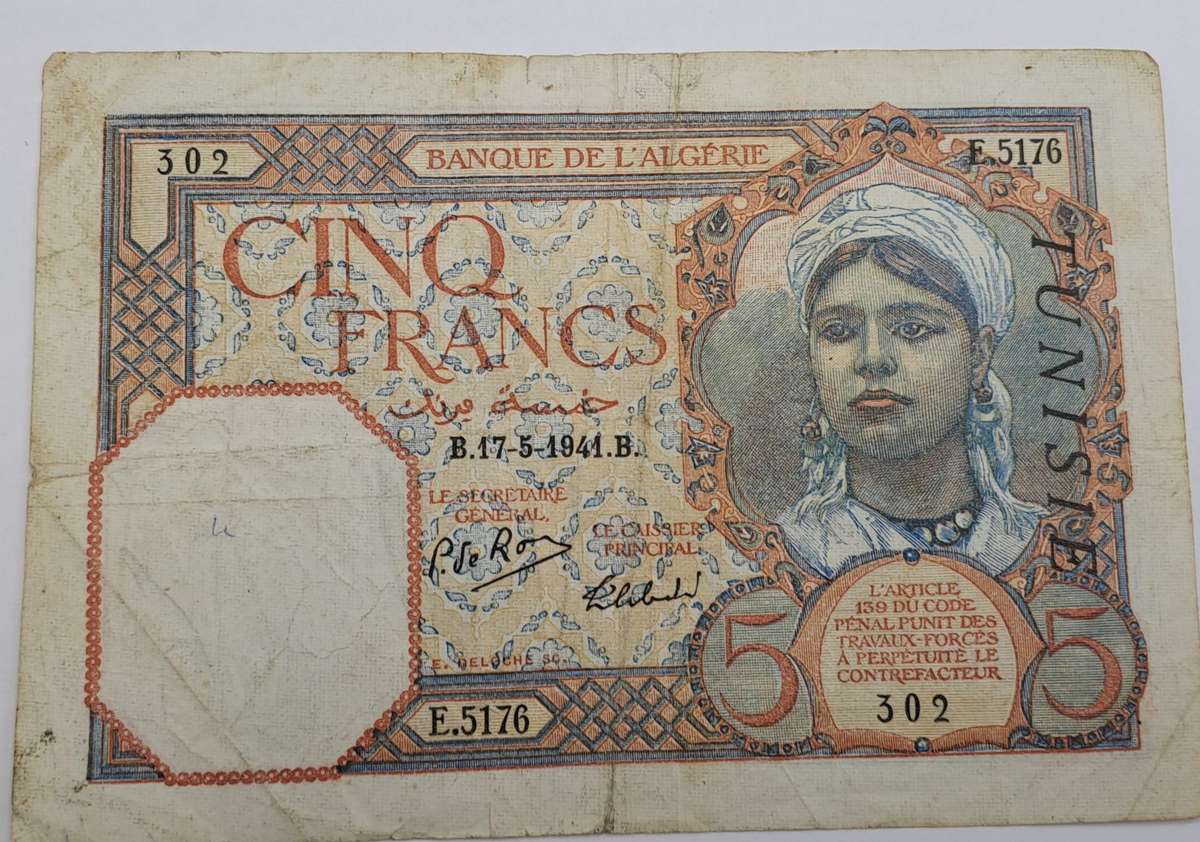 17 May 1941 (WW2 Era) Algeria 5 Francs - Bank note