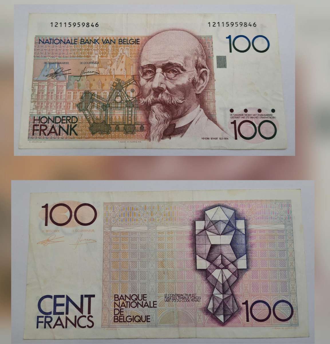 1986-1989 Belgium 100 Francs-Bank Note