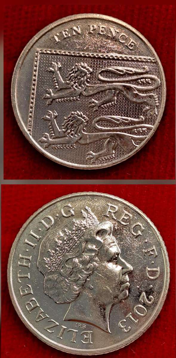 2013 United Kingdom 10 Pence - Elizabeth II 4th portrait, Royal Shield, magnetic