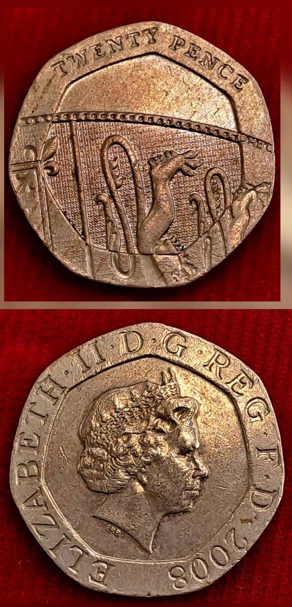 2008 United Kingdom 20 Pence - Elizabeth II 4th portrait, Royal Shield