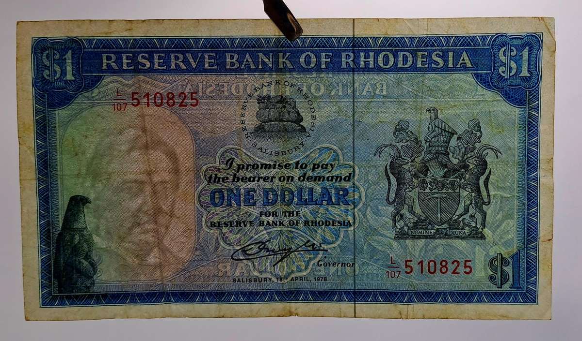 1978 Rhodesia 1 Dollar Bank Note (Rhodes Watermark)