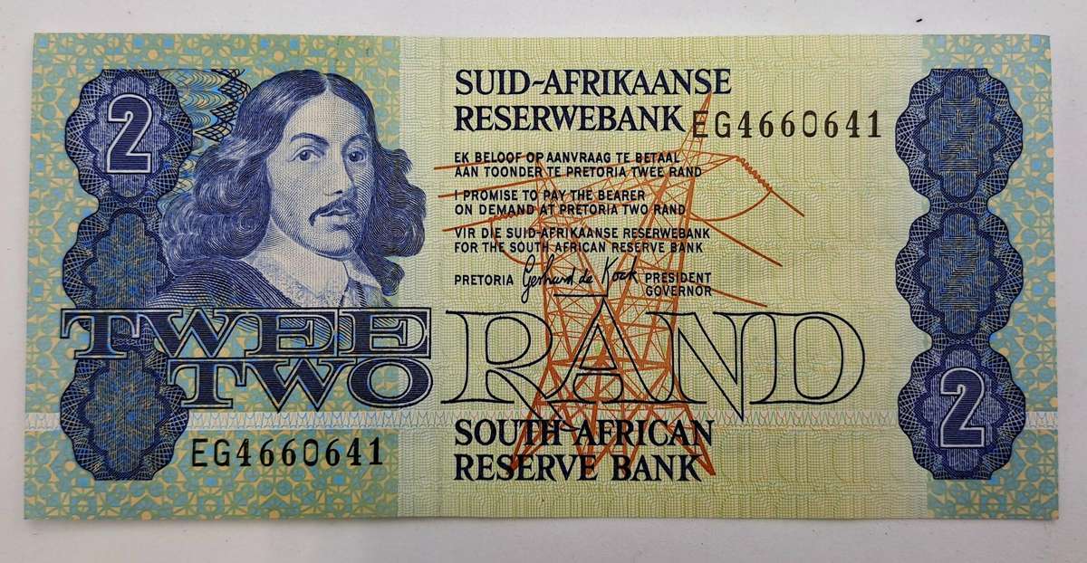 1984 South Africa R2 Note Gerhard de Kock -Afrikaans -English