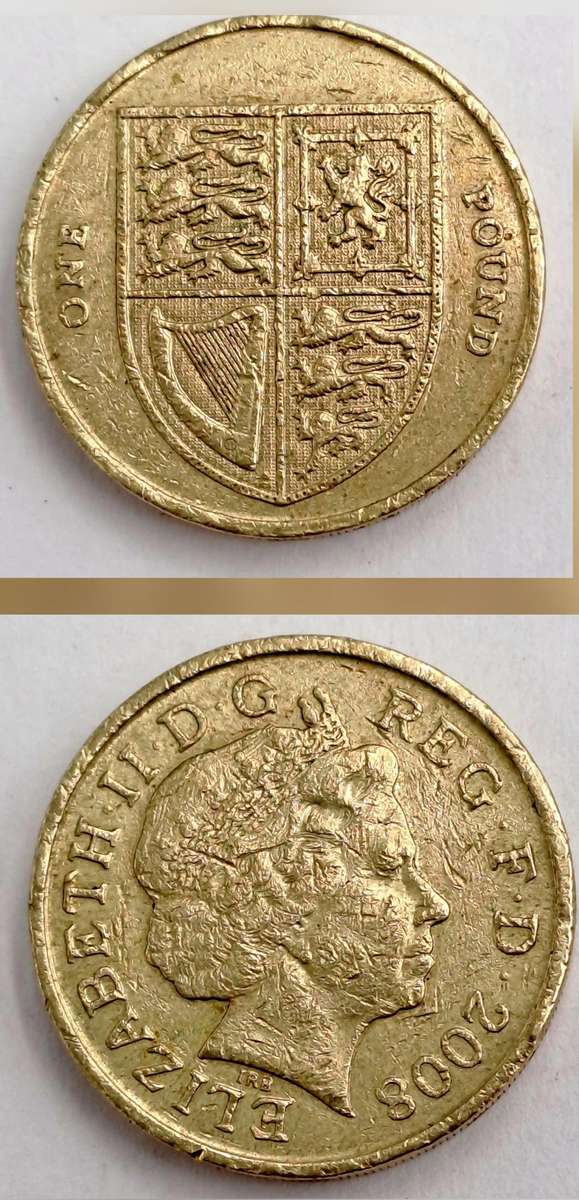 2008 1 Pound - Elizabeth II 4th portrait, Royal Shield
