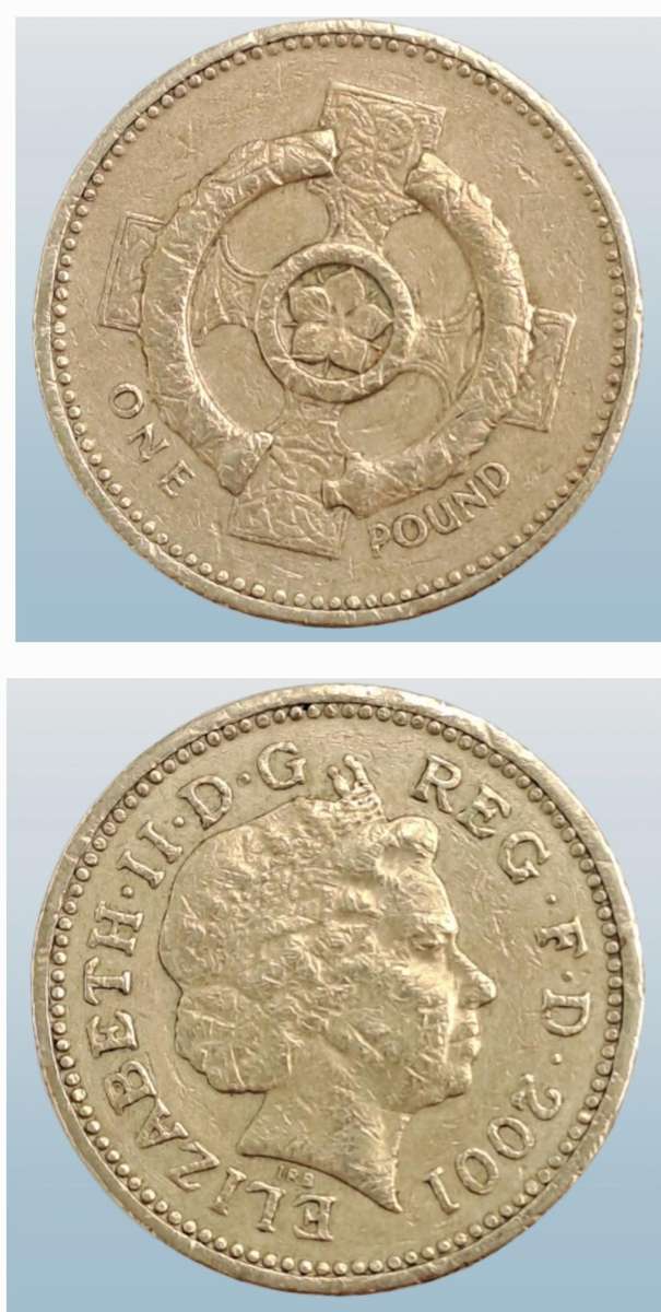 2001 United Kingdom 1 Pound - Elizabeth II Celtic Cross, Silver Piedfort
