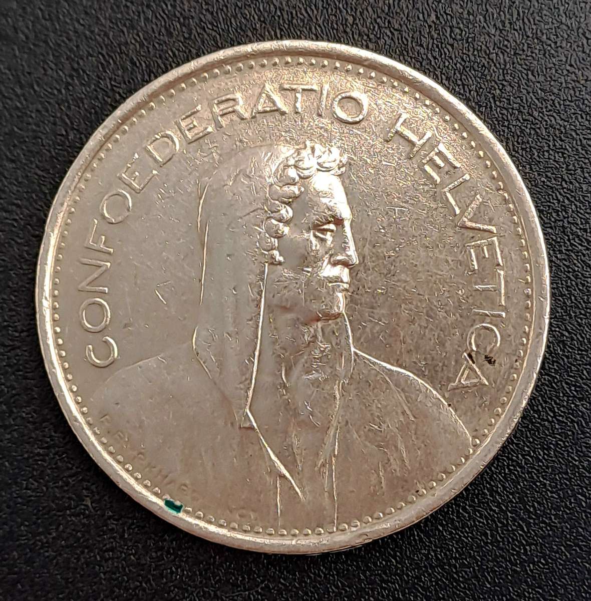 1968 Switzerland 5 Francs Herdsman, copper-nickel, embossed edge