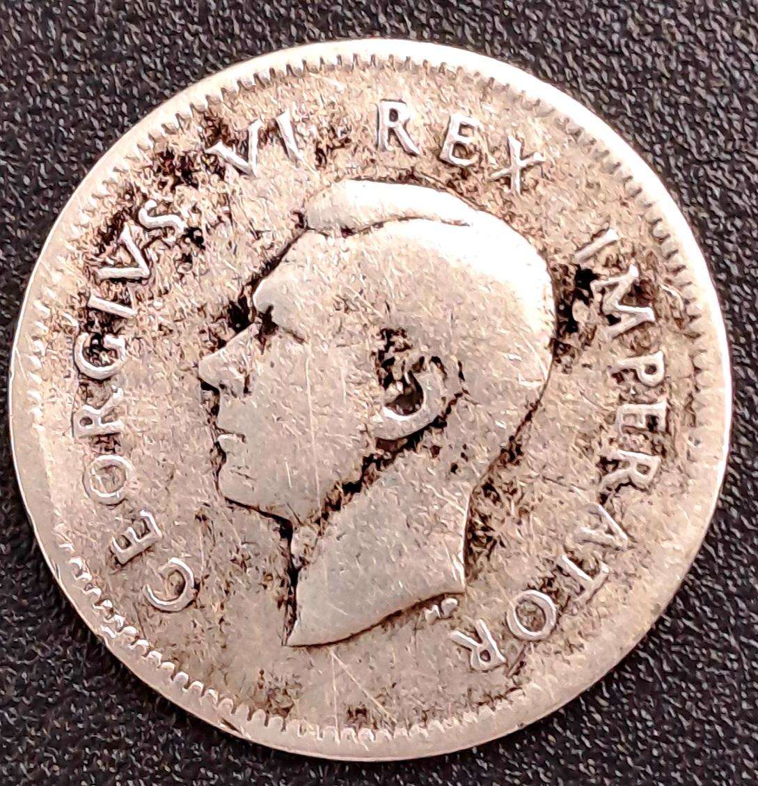 1940 South Africa Union Silver 3 Pence -George VI Rex Imperator