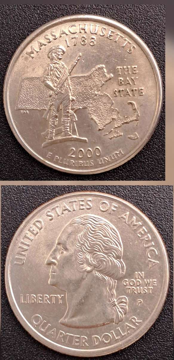 2000 United States of America ¼ Dollar "Washington Quarter" Massachusetts