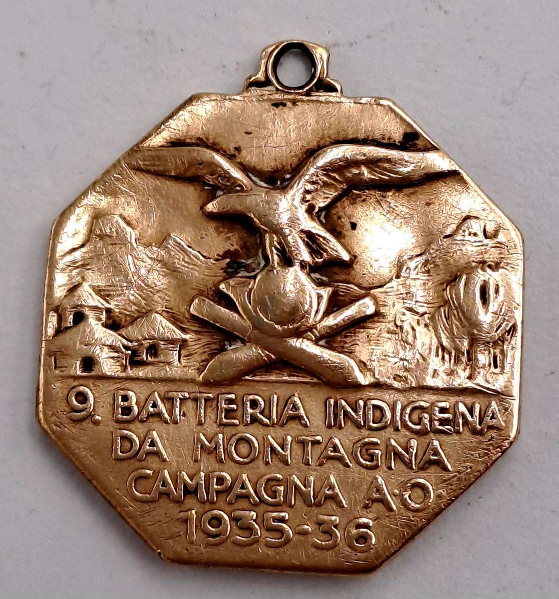 Rare 1935-36 Bronze Italian Medal Second Italo-Ethiopian War 9. Indigenous Mountain Battery Campaign